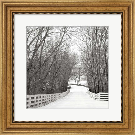 Framed Country Lane in Winter Print