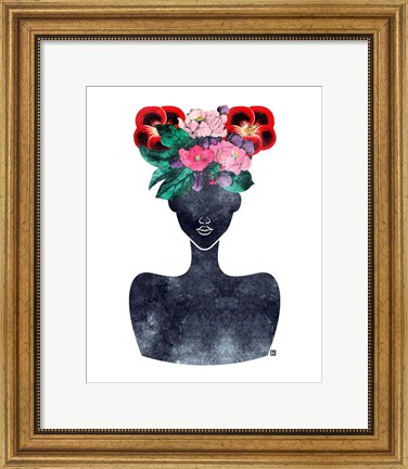 Framed Flower Crown Silhouette II Print