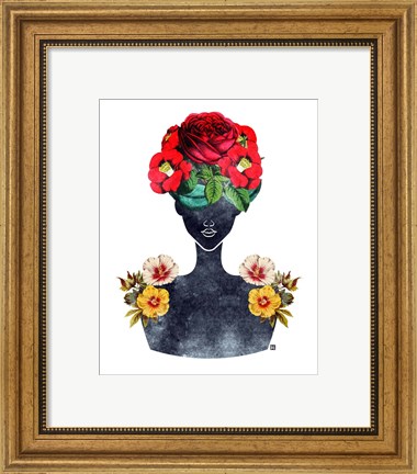 Framed Flower Crown Silhouette III Print