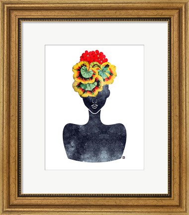 Framed Flower Crown Silhouette IV Print