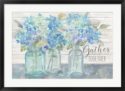 Framed Farmhouse Hydrangeas in Mason Jars -Gather Print