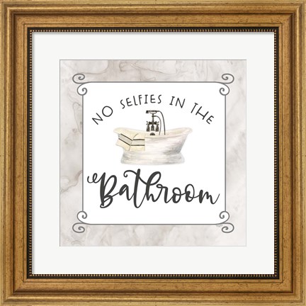 Framed Bath Humor No Selfies Print