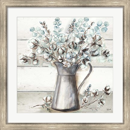 Framed Farmhouse Cotton Tin Pitcher Print