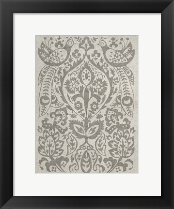 Framed Peacock Damask II Print