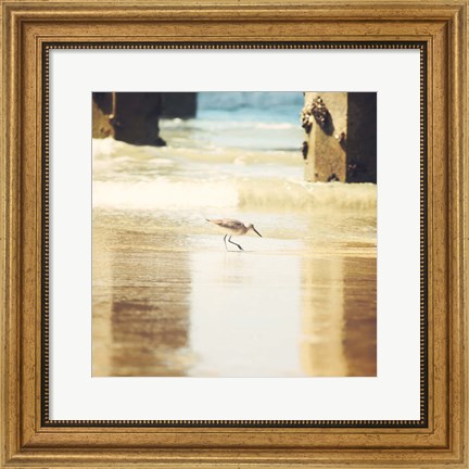 Framed Walking on The Beach Print