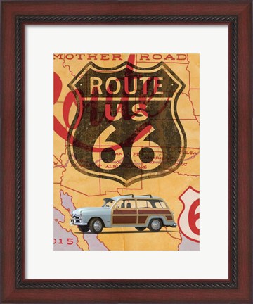 Framed Route 66 Vintage Postcard Print