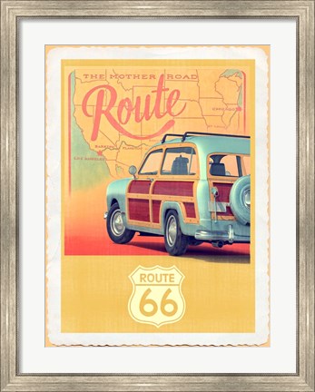 Framed Route 66 Vintage Travel Print