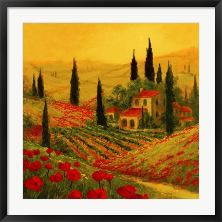 Framed Poppies of Toscano II Print