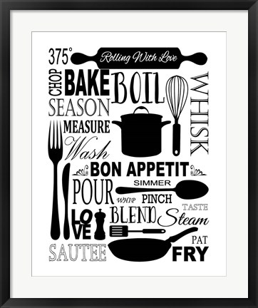 Framed Culinary Love 1 (black &amp; white) Print