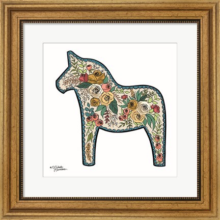 Framed Floral Horse Print