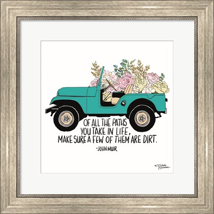 Framed Floral Jeep Print