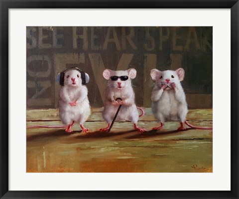 Framed Three Wise Mice Print