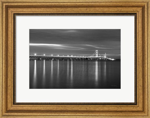 Framed Mackinac Bridge BW Print