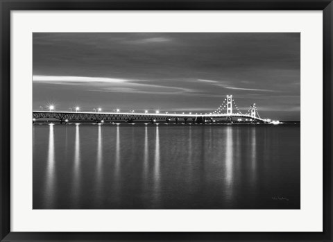 Framed Mackinac Bridge BW Print