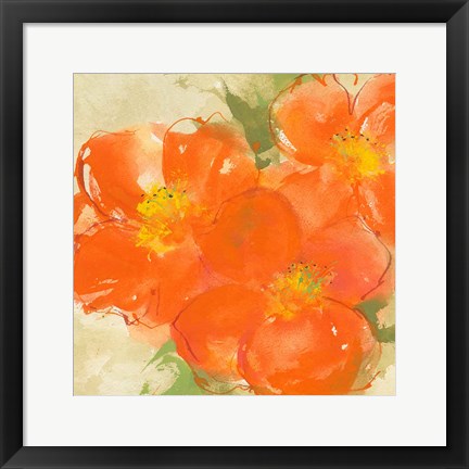 Framed Tangerine Poppies II Print