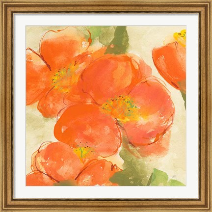 Framed Tangerine Poppies I Print