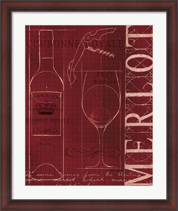 Framed Wine Blueprint II Print