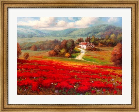 Framed Poppy Fields Afar Print