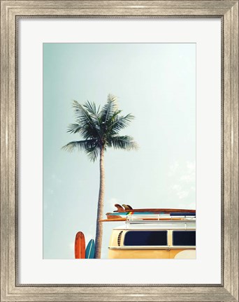 Framed Surf Bus Yellow Print