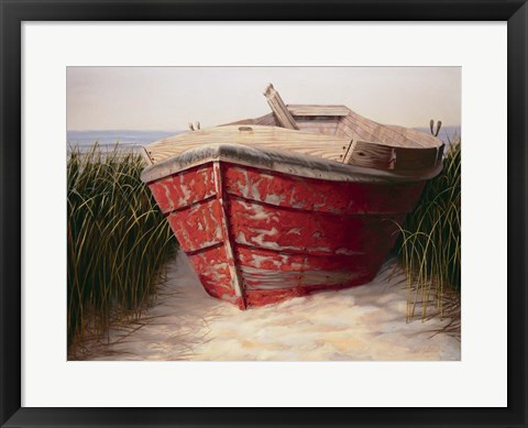 Framed Red Boat Print