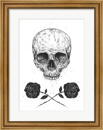 Framed Skull N Roses Print