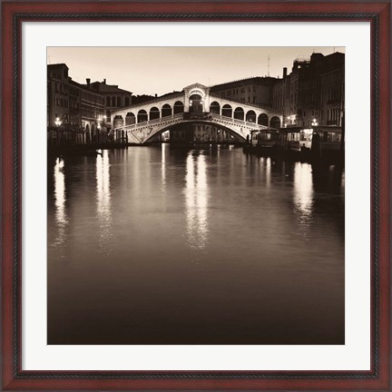 Framed Ponte Rialto di Notte Print