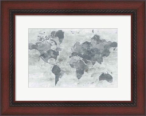 Framed Golden World Gray Print