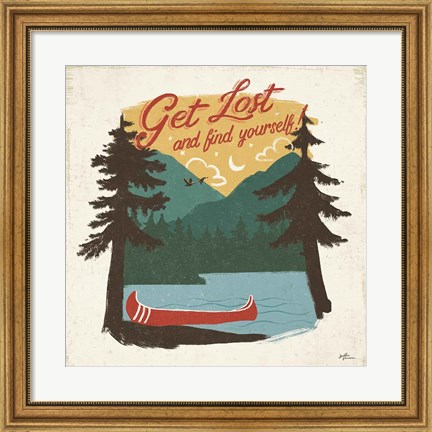 Framed Vintage Lake V No Lines Print