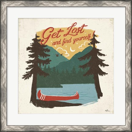 Framed Vintage Lake V No Lines Print