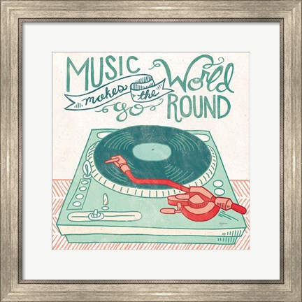 Framed Retro Record Player Print