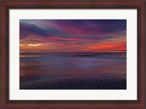 Framed Purple-Colored Sunrise On Ocean Shore, Cape May NJ Print