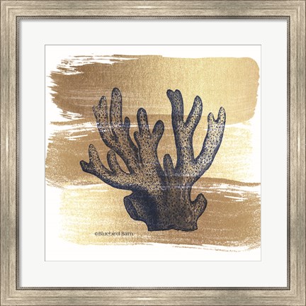 Framed Brushed Gold Elkhorn Coral Print