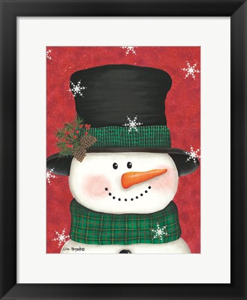 Framed Pine Cones &amp; Green Plaid Snowman Print