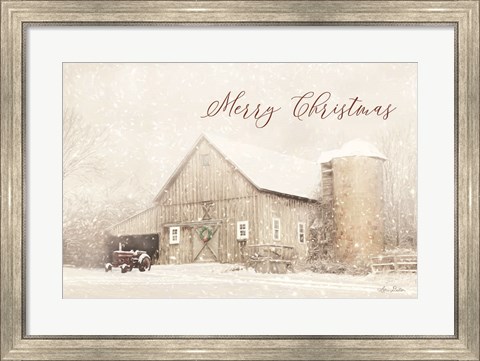 Framed Merry Christmas Farm Print