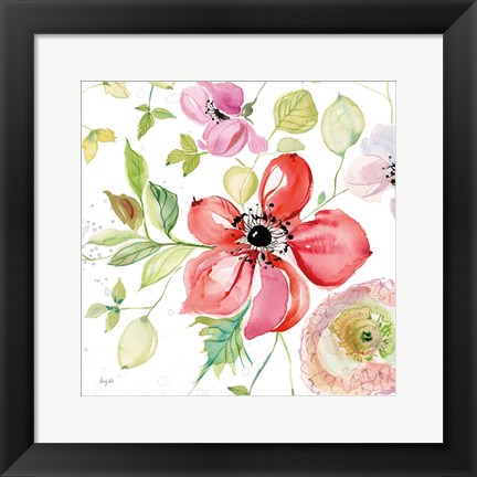 Framed Spray of Anemones III Print