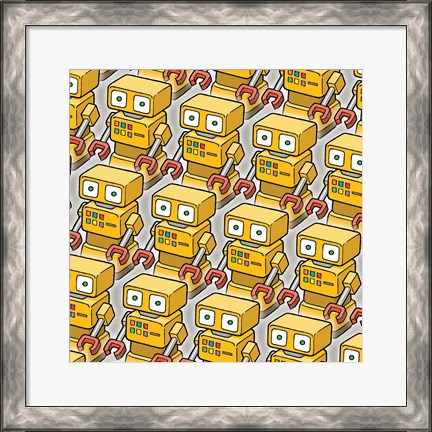 Framed Yellow Robo Army Print