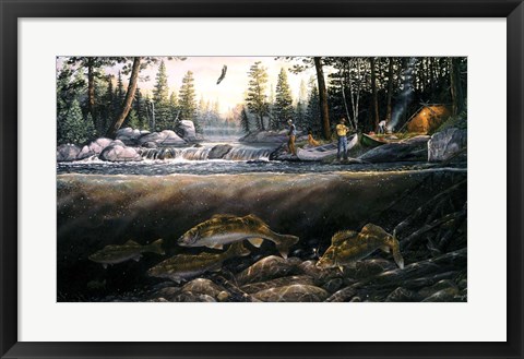 Framed Fishing The Falls Print