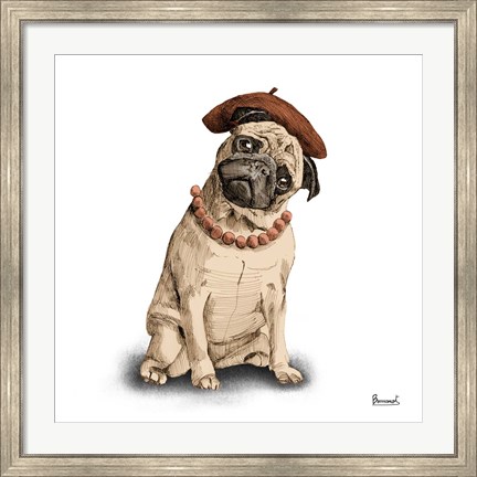 Framed Pugs in Hats IV Print