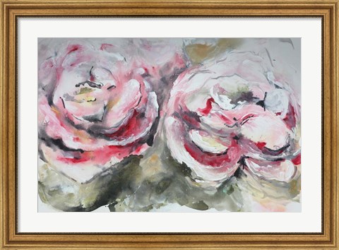 Framed Pair of Pink Roses Landscape Print