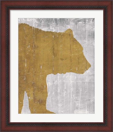 Framed Rustic Lodge Animals Bear on Grey Print