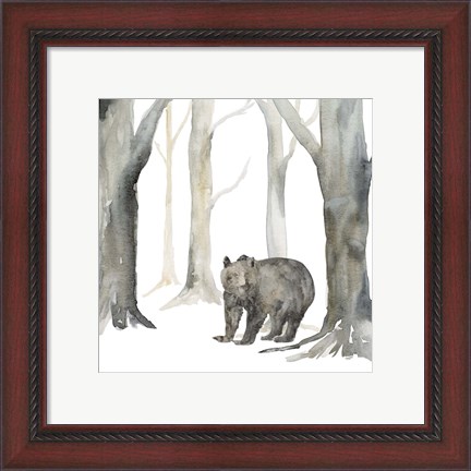 Framed Winter Forest Bear Print