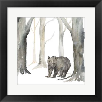 Framed Winter Forest Bear Print