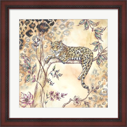 Framed Leopard on Neutral I Print