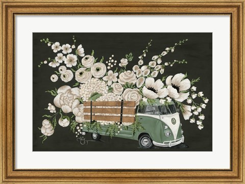 Framed VW Bus Black Print