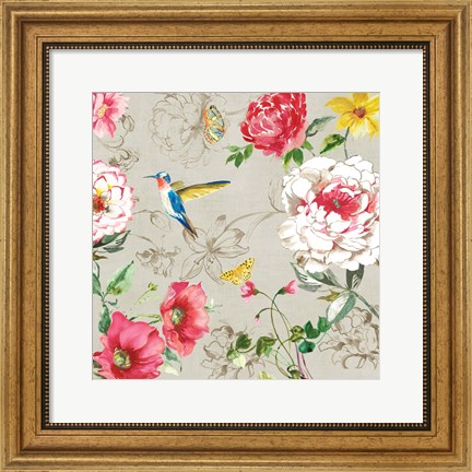 Framed Hummingbird Botanical II Print