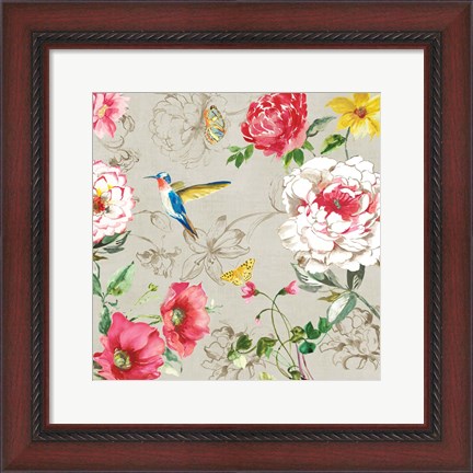 Framed Hummingbird Botanical II Print