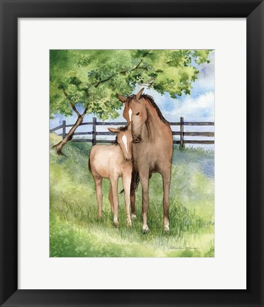 Framed Farm Family Horses Print