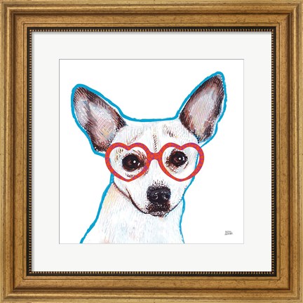 Framed Bespectacled Pet I Print