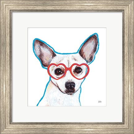 Framed Bespectacled Pet I Print