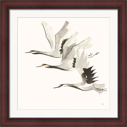 Framed Zen Cranes II Warm Print